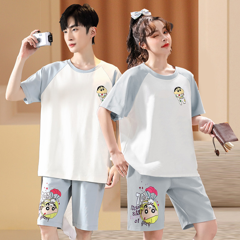 2套价情侣小黄鸭夏季纯棉短袖睡衣 新特兰睡衣/家居服套装