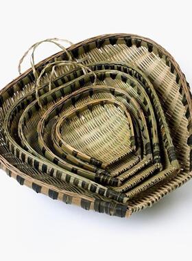 竹编青皮大筲箕簸箕竹编制品沥水沥米家用手工筲箕竹篮洗菜编织