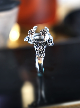 戒指空托个性镶嵌绿松石南红戒托