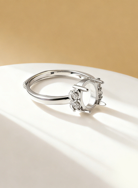 手工制作镶嵌铜戒指空托翡翠戒托