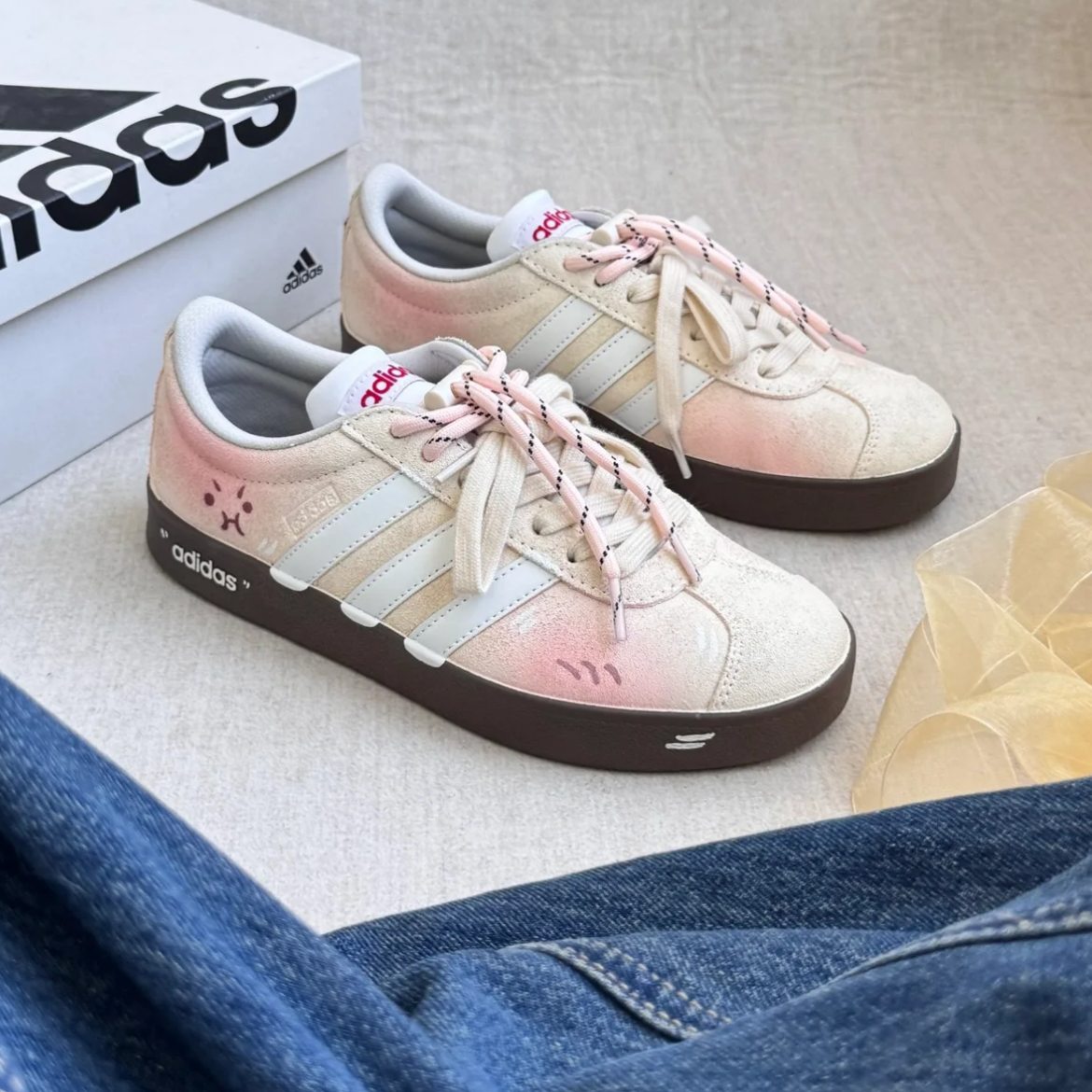 定制球鞋adidas VL COURT 2.0奶黄包 甜甜可爱 清新简约 低帮板鞋,淘宝优惠券,粉丝福利购,淘宝优惠卷