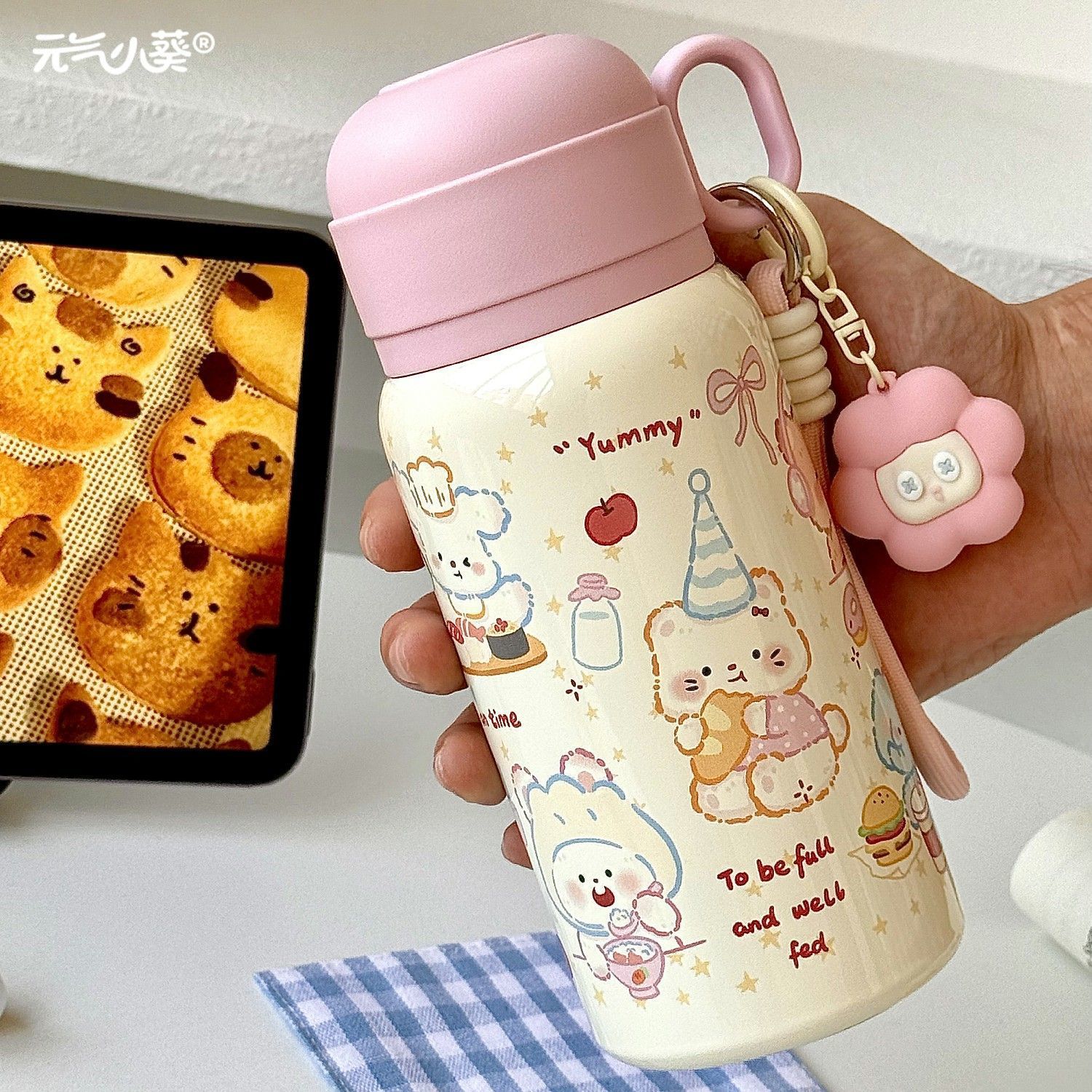 可爱水杯保温杯女生高颜值便携新款2025杯子学生上学专用三饮小猫 - 图3