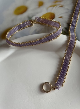 进口米珠 紫罗兰色串珠手链 成品手链低调高雅紫闺蜜礼物送礼佳品