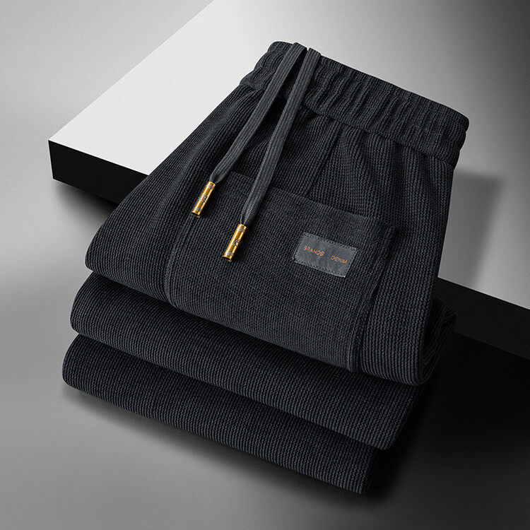 高端雪尼尔卫裤男士秋冬季宽松直筒运动裤加绒加厚保暖简约休闲裤,淘宝优惠券,粉丝福利购,淘宝优惠卷