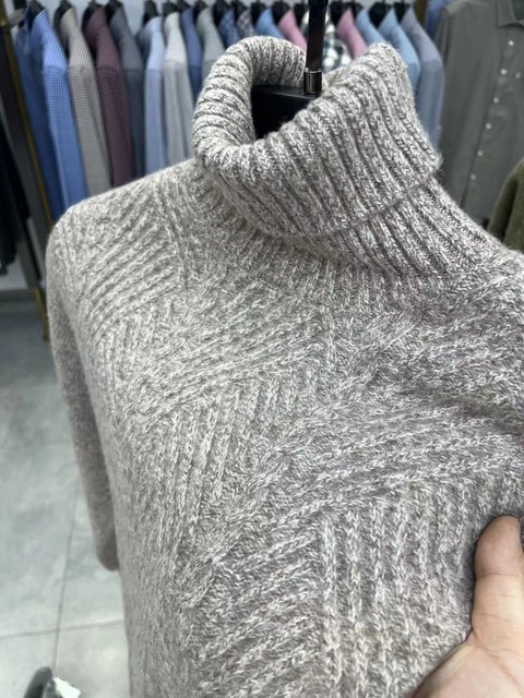 Turtleneck sweater, all wool floral yarn, thickened bottoming shirt, new autumn and winter loose outer top, fashionable woolen sweater