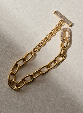 粗链条密镶OT扣手链欧美风