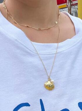 贝壳珍珠项链女小众设计度假
