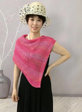 夏季炫彩针织镂空披肩女防晒宽松百搭外搭护肩开衫时尚多功能围巾