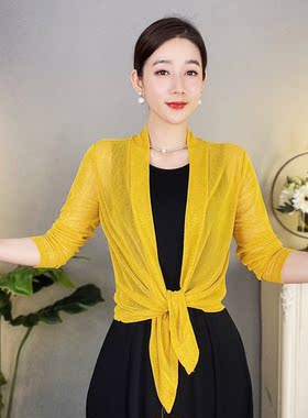 夏季薄款网纱防晒外搭披肩开衫女时尚百搭洋配裙子冰丝短款小外套