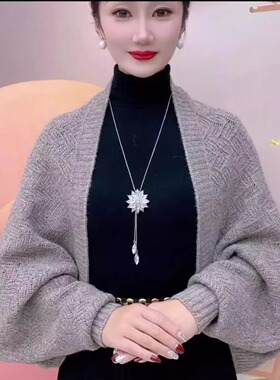 2026秋冬新款羊毛麦穗针织披肩女百搭时尚保暖护肩宽松外搭开衫