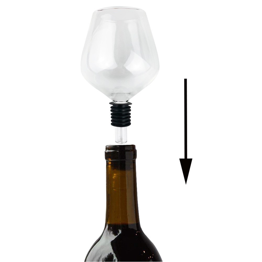 Hot Drinking Directly from Bottle Clear Wine Glass Goblet Ch