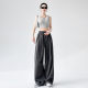 High-waisted lazy-style petite ice silk three-piece wide-leg pants