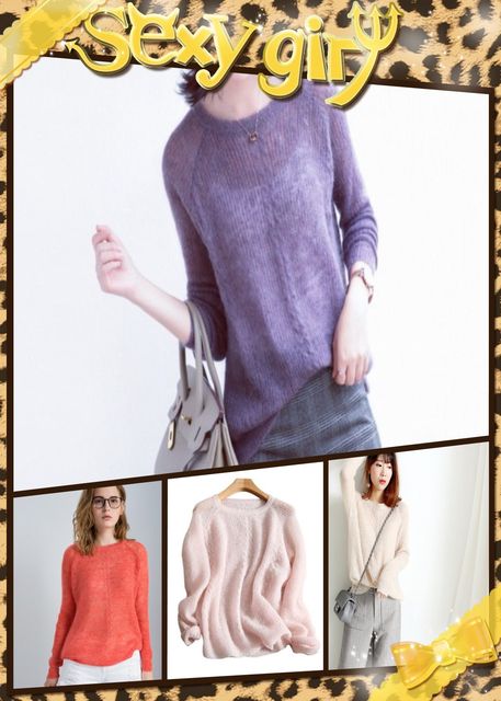 Hollow thin round neck Japanese loose short mohair