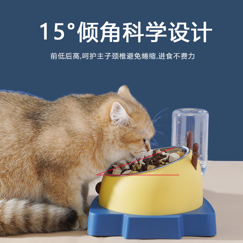 猫碗双碗保护颈椎自动饮水狗碗猫粮饭碗猫咪碗猫盆猫食盆宠物用品-图1