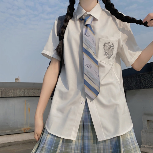 维德Ved【鲸巡】原创设计刺绣JKDK衬衫制服情侣银色基础款短袖 - 图1