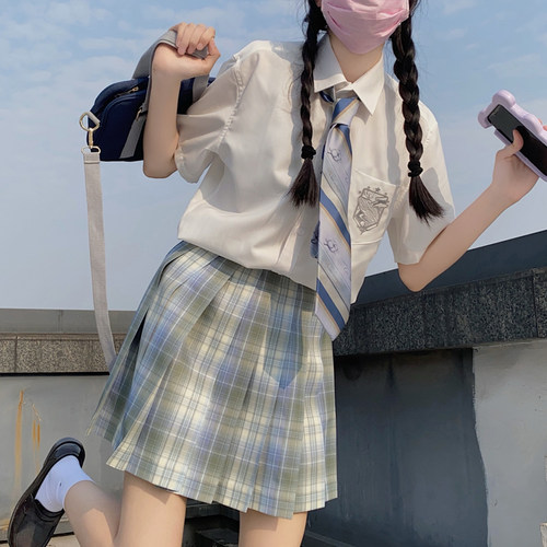 维德Ved【鲸巡】原创设计刺绣JKDK衬衫制服情侣银色基础款短袖 - 图0