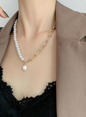 雅缤925银天然珍珠项链女士