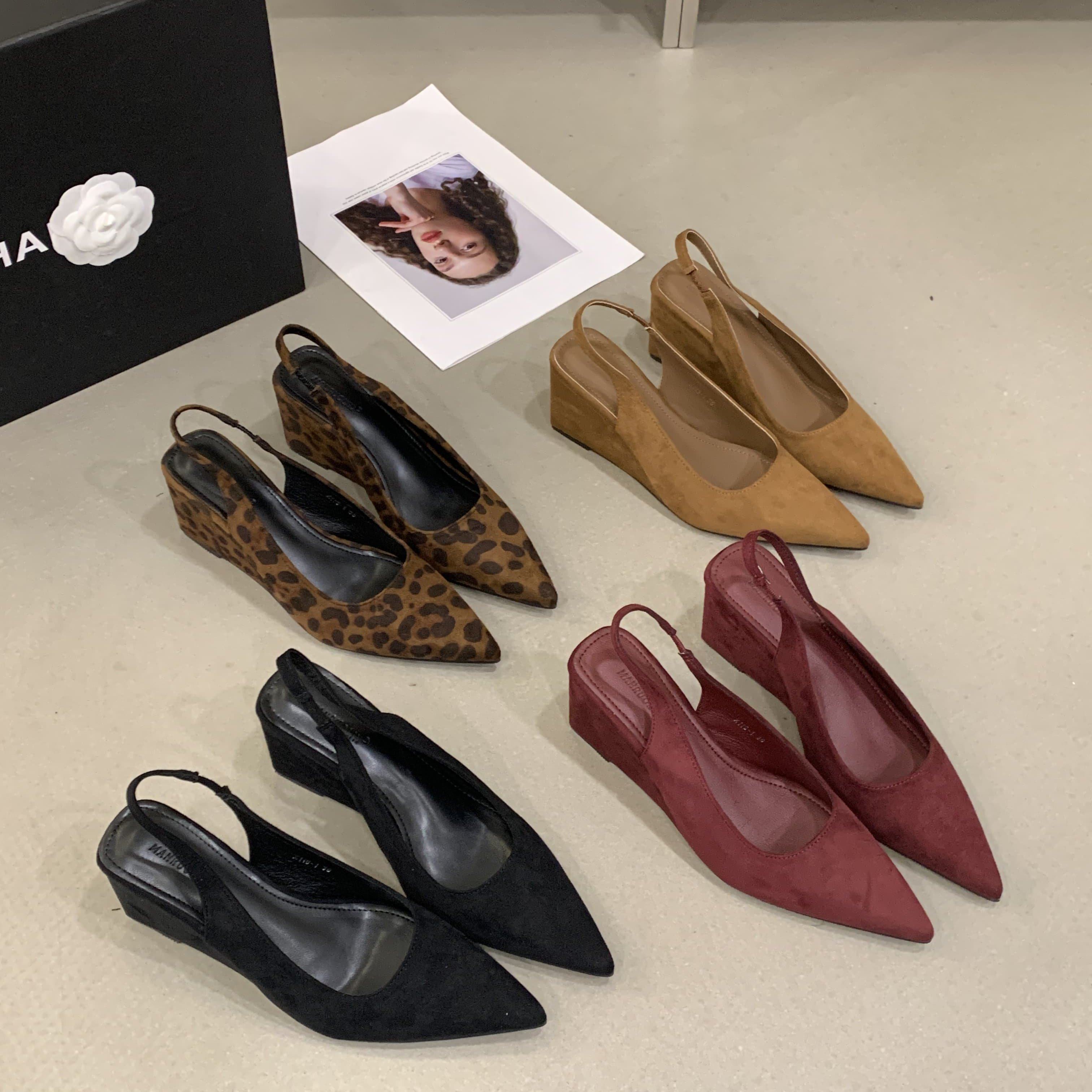 法式尖头浅口后空单鞋女豹纹坡跟后空百搭裙子气质通勤凉鞋高跟鞋,淘宝优惠券,粉丝福利购,淘宝优惠卷