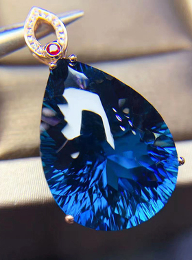 天然托帕石18K金吊坠买一送一