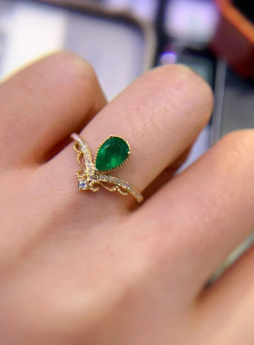 祖母绿戒指18K金精美包装女