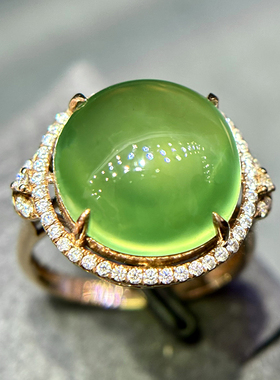 呼啦啦呼啦啦新款18K金镶嵌天然葡萄石戒指女原创设计珠宝定制