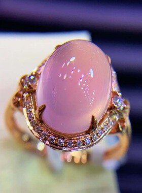莫桑比克粉晶戒指18K金镶嵌