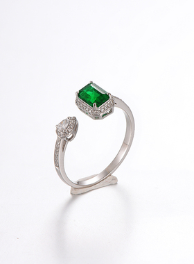 天然祖母绿戒指女18K金镶嵌彩宝