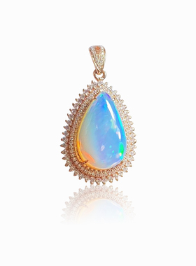 澳洲玫瑰金吊坠支持宝石附证书