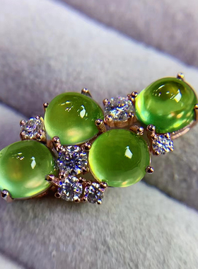 新款天然葡萄石吊坠女18K金镶嵌彩色宝石支持定制轻奢时尚附证书