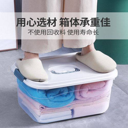 透明收纳箱家居塑料加厚大小号收纳盒学生手提整理箱玩具零食储物 - 图2
