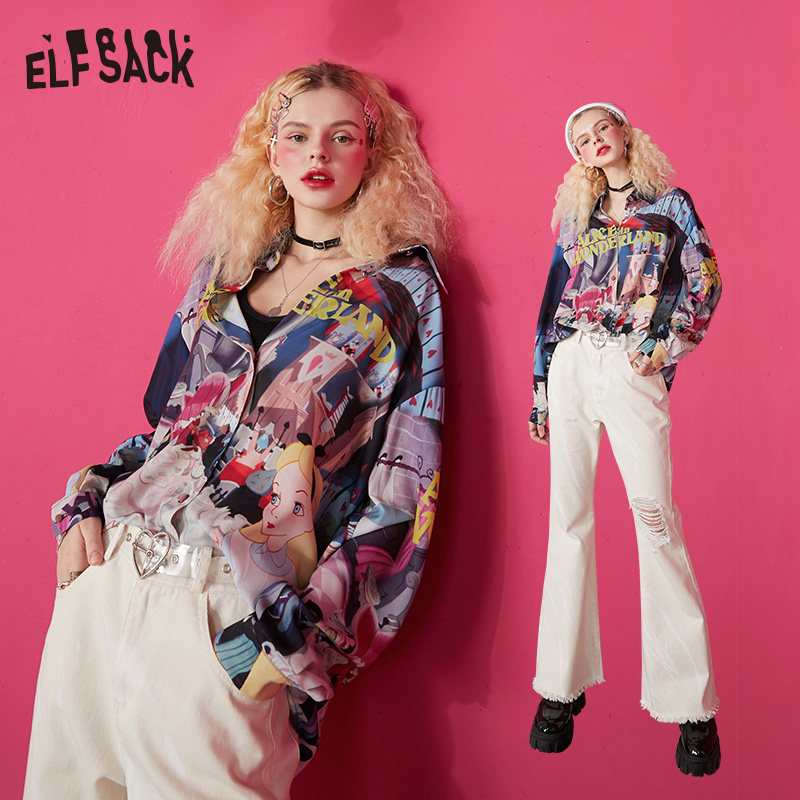 爱丽丝合作款妖精的口袋宽松衬衫 妖精的口袋树合夏衬衫