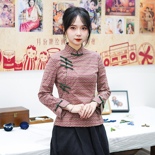 筠雅春季新款中国风唐装上衣修身显瘦气质减龄款新中式女装25J033 - 图3