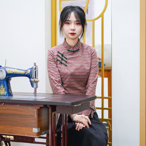筠雅春季新款中国风唐装上衣修身显瘦气质减龄款新中式女装25J033 - 图0