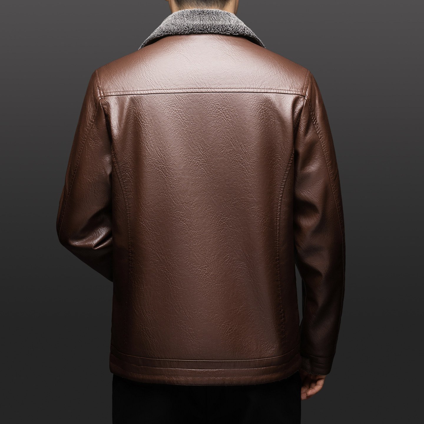 夹克男pu皮秋冬季商务休闲翻领开衫外套中青年加绒加厚加大码皮衣,淘宝优惠券,粉丝福利购,淘宝优惠卷