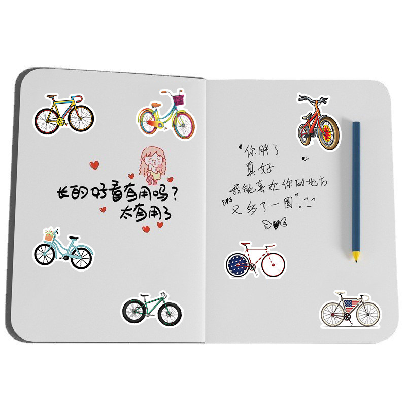 Cartoon bicycle waterproof decorative graffiti sticker