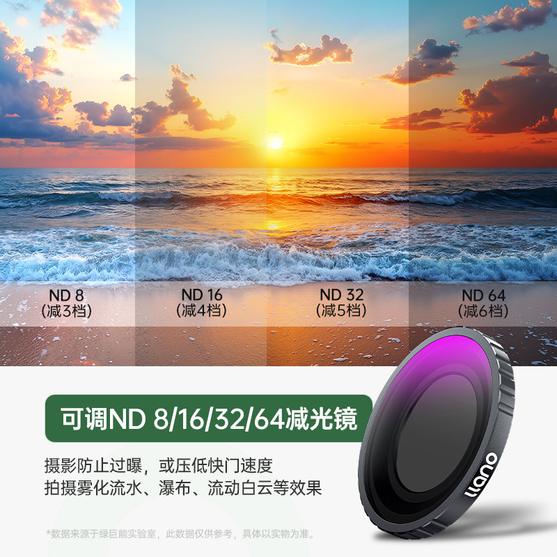 绿巨能适用DJI大疆Osmo Nano滤镜套装ND8/16/32/64减光镜uv镜头保护CPL偏振滤光镜黑柔光镜拇指运动相机配件,淘宝优惠券,粉丝福利购,淘宝优惠卷