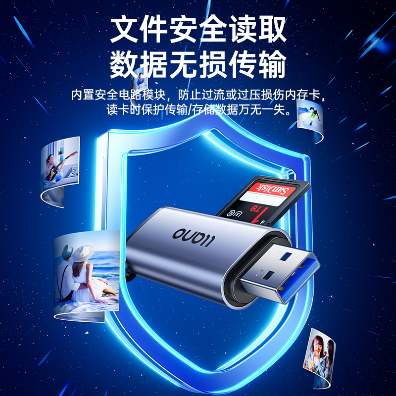 绿巨能读卡器sd卡tf多功能合一usb3.0迷你车载行车记录仪存储内存卡手机电脑两用高速转换器读取适用相机