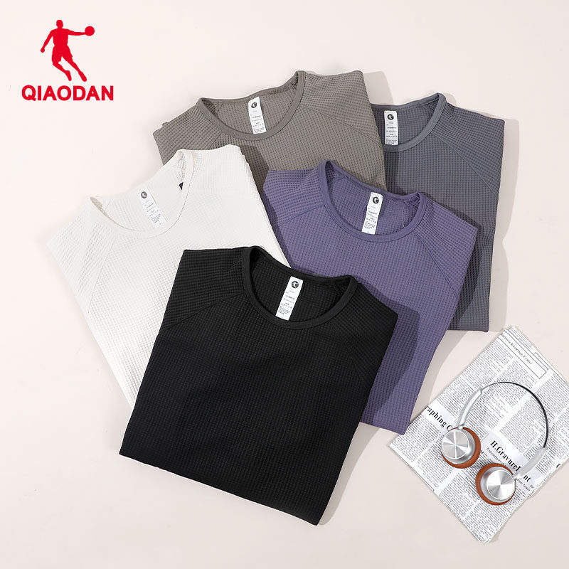 乔丹运动T恤男长袖春秋圆领套头衫户外华夫格速干上衣跑步运动服,淘宝优惠券,粉丝福利购,淘宝优惠卷