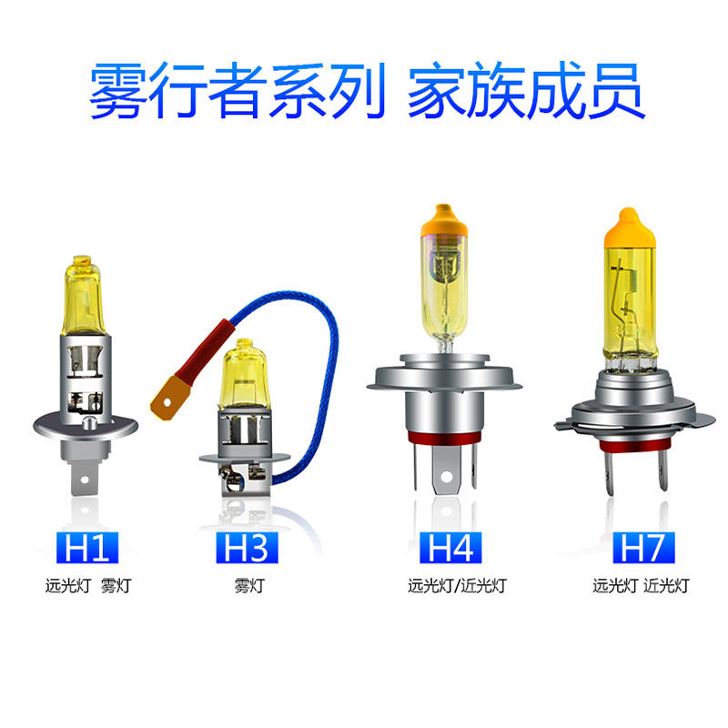 汽车灯泡H4H7H1H3疝气氙气灯12v24v远光近光黄金眼防雾灯货车大灯 - 图2