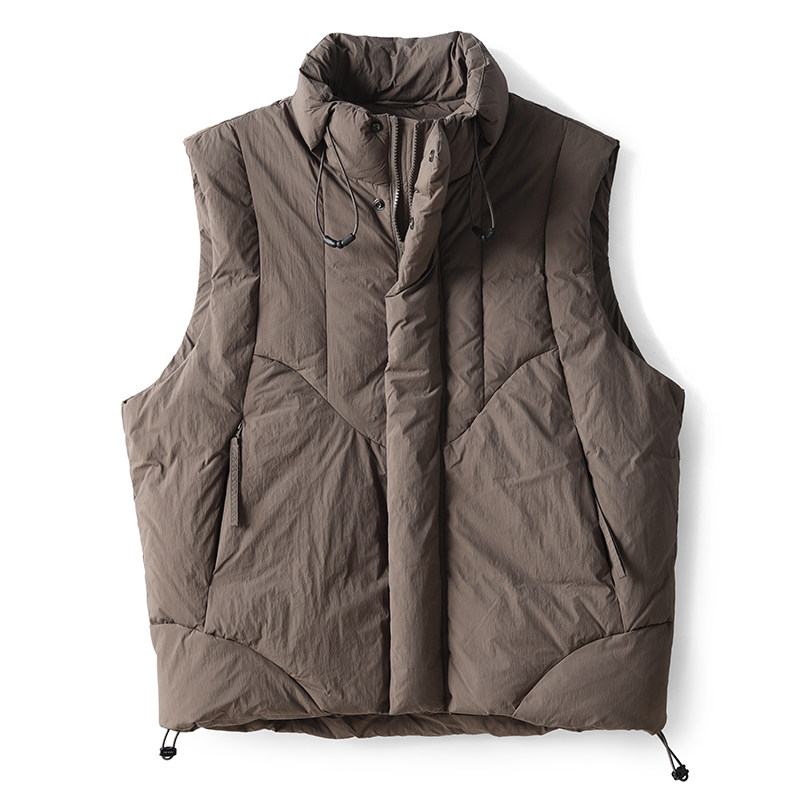 特价 户外机能风抽绳领口工装羽绒马甲男冬防风保暖鸭绒无袖外套,淘宝优惠券,粉丝福利购,淘宝优惠卷