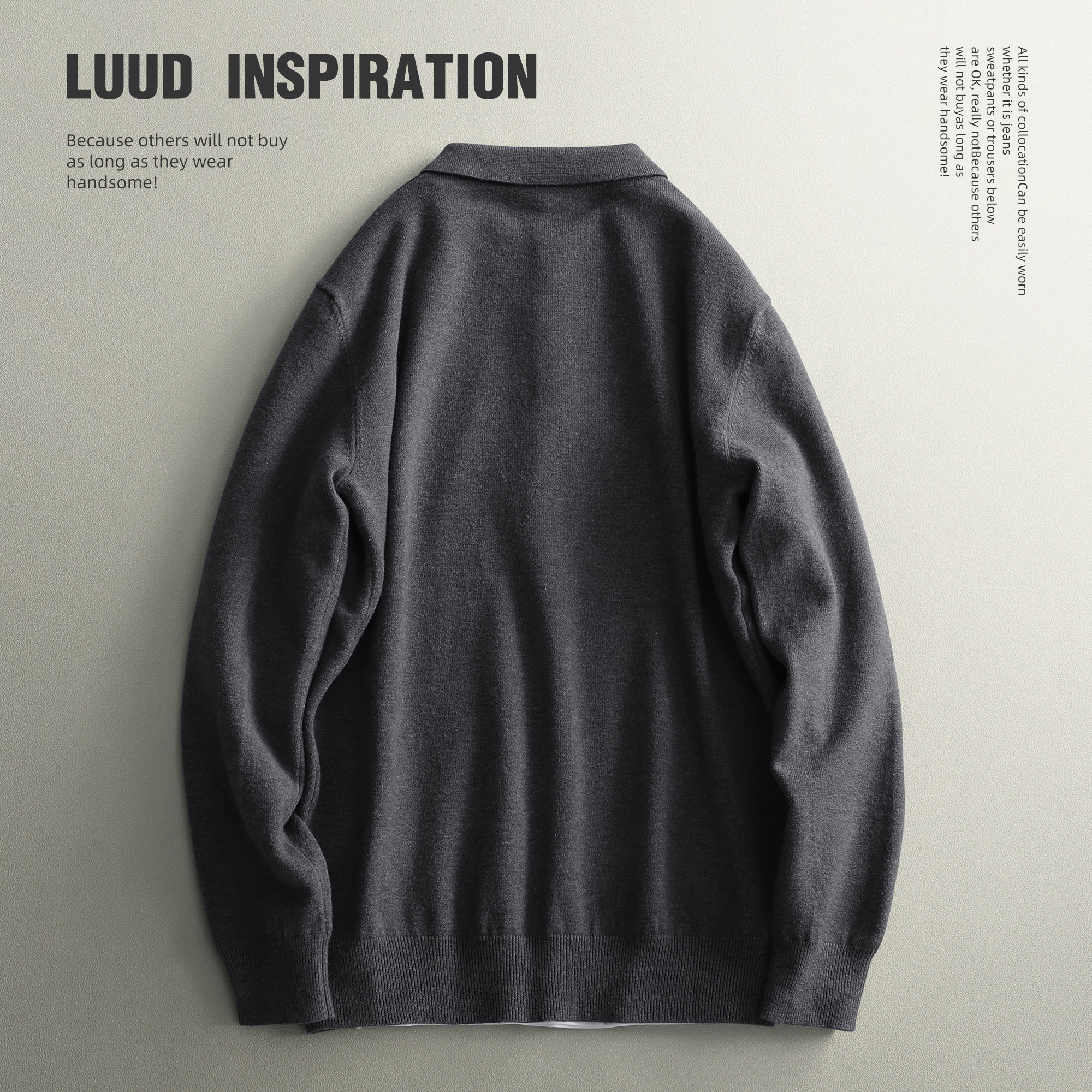 LUUD 软糯保暖绵羊毛男针织衫修身长袖纯色毛衫磨毛翻领上衣冬款,淘宝优惠券,粉丝福利购,淘宝优惠卷