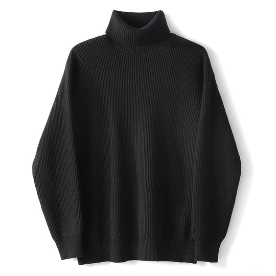 LUUD 流行款韩版高领针织衫男士坑条肌理感通勤百搭叠穿内搭毛衣