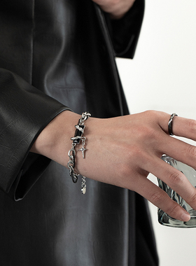 男钛钢原创设计四芒星手链