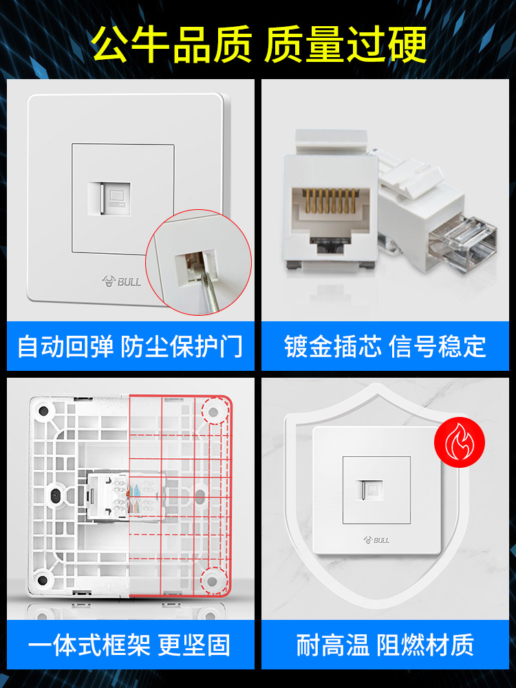 公牛电脑插座面板网线接口网络开关网口6六类千兆86型宽带网线盒 - 图3