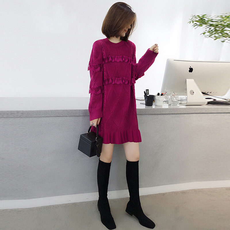 时尚打底针织中长款毛衣裙连衣裙 bobowaltz连衣裙