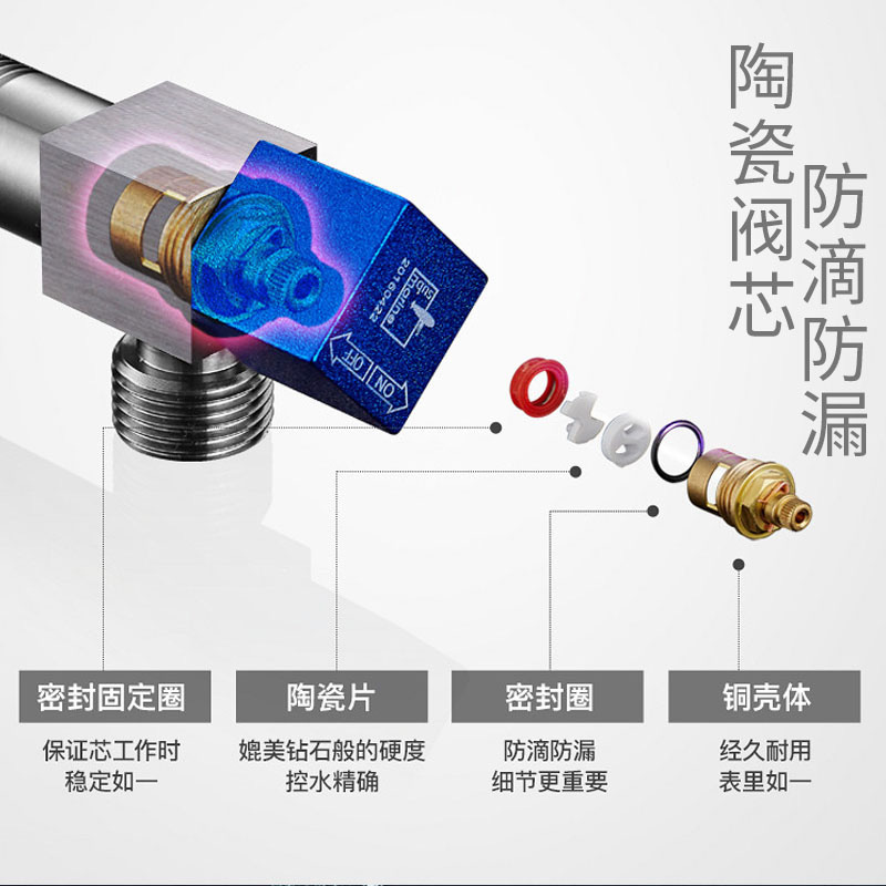 潜水艇角阀全铜 冷热水器洗衣机专用马桶止回止逆4分阀门一进二出