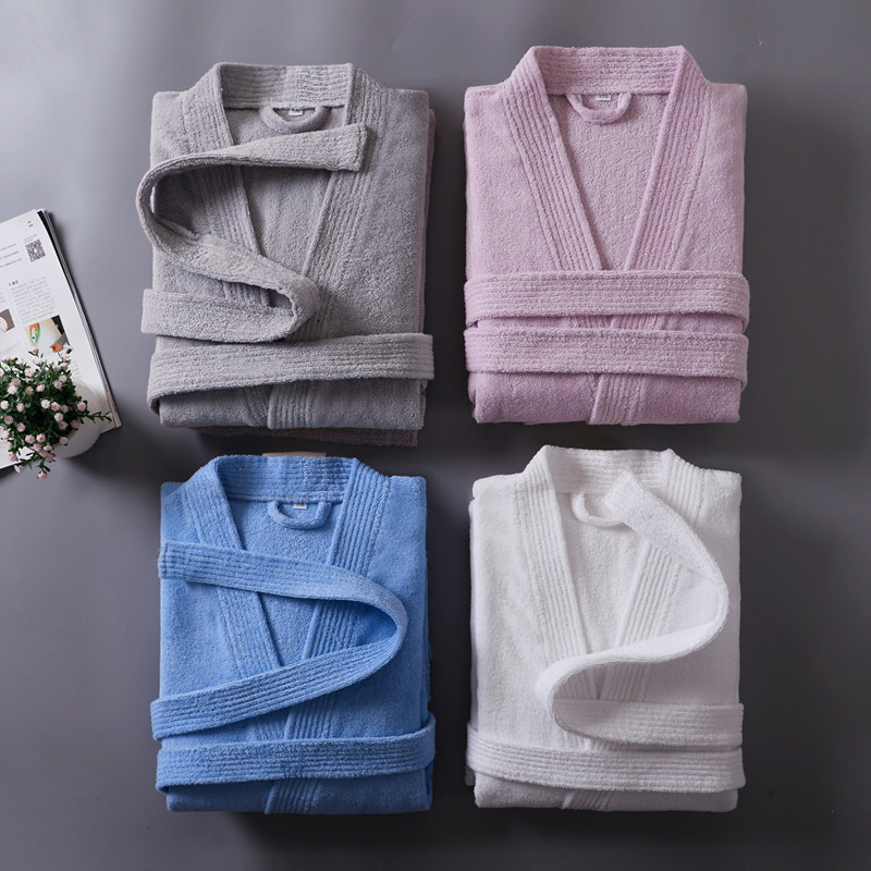 纯棉毛巾料女长款吸水速干男浴袍 英夫仕睡袍/浴袍