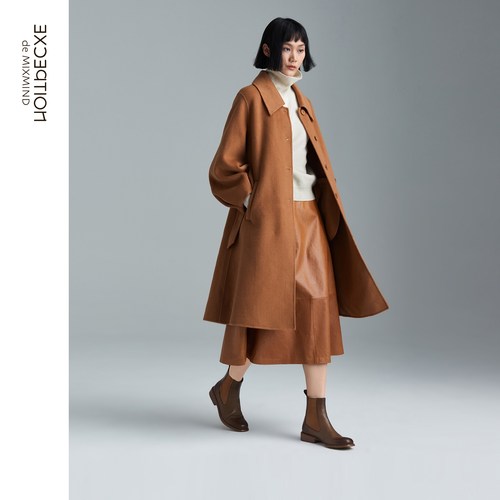 【限定系列】EXCEPTION例外春秋款绵羊毛翻领毛呢大衣外套 - 图0