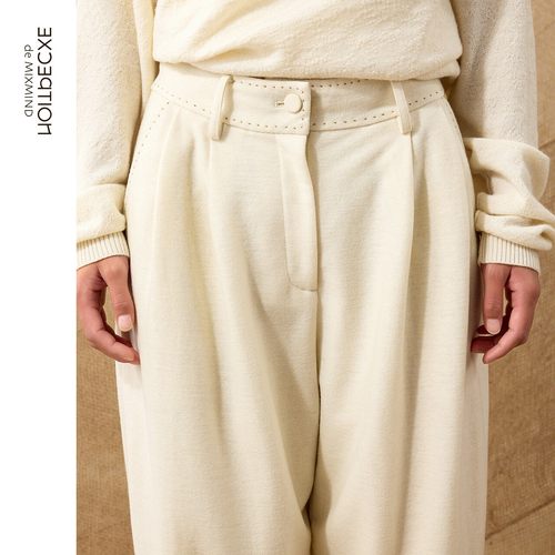 EXCEPTION例外裤子女春秋款羊毛宽松锥形裤小脚休闲裤长 - 图2