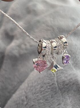 未晚纯银女多巴胺星芒爱心项链
